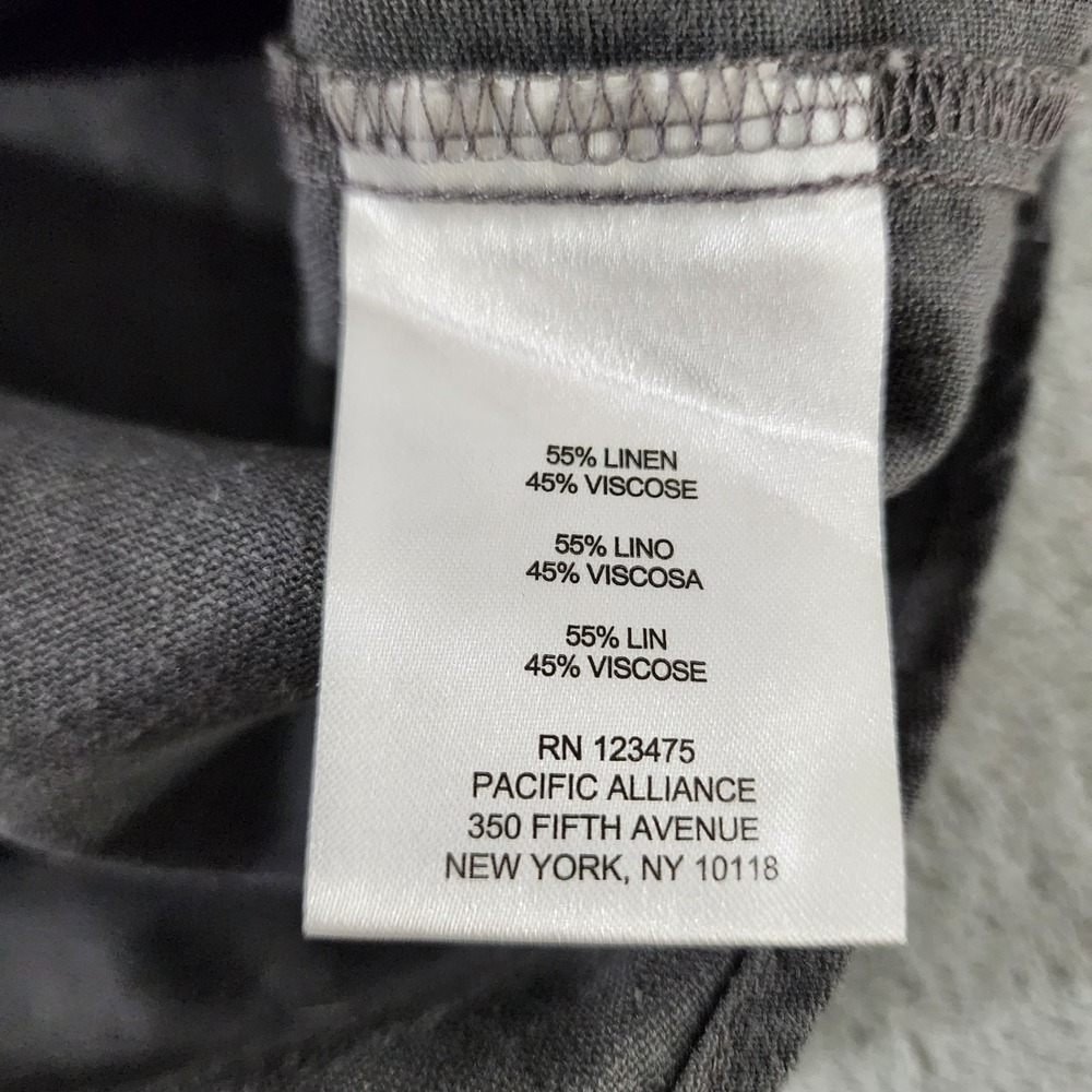 Ellen Tracy Gray 55% Linen‎ Zipper Detail Rolled Tab Popover Top Blouse Large - Picture 4 of 8